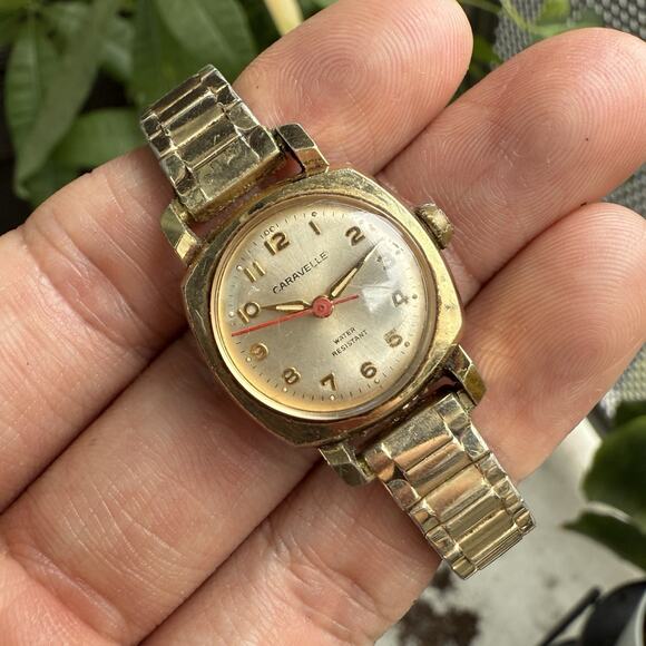 Vintage 60’s Caravelle Bulova Cocktail Watch Steel Gold Plated Manual Wind PARTS - Picture 1 of 8